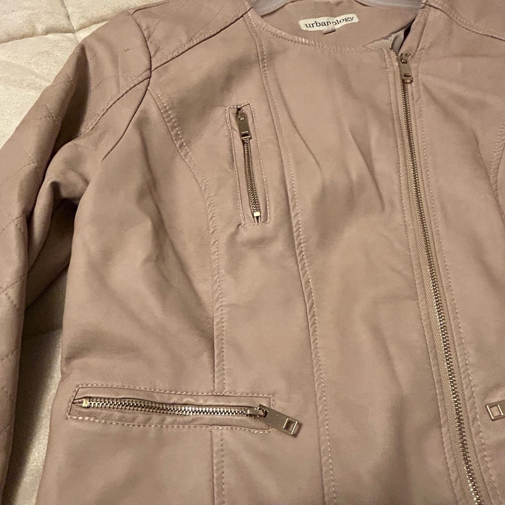 Urbanology Beige Faux Leather Moto Jacket - Picture 7 of 15
